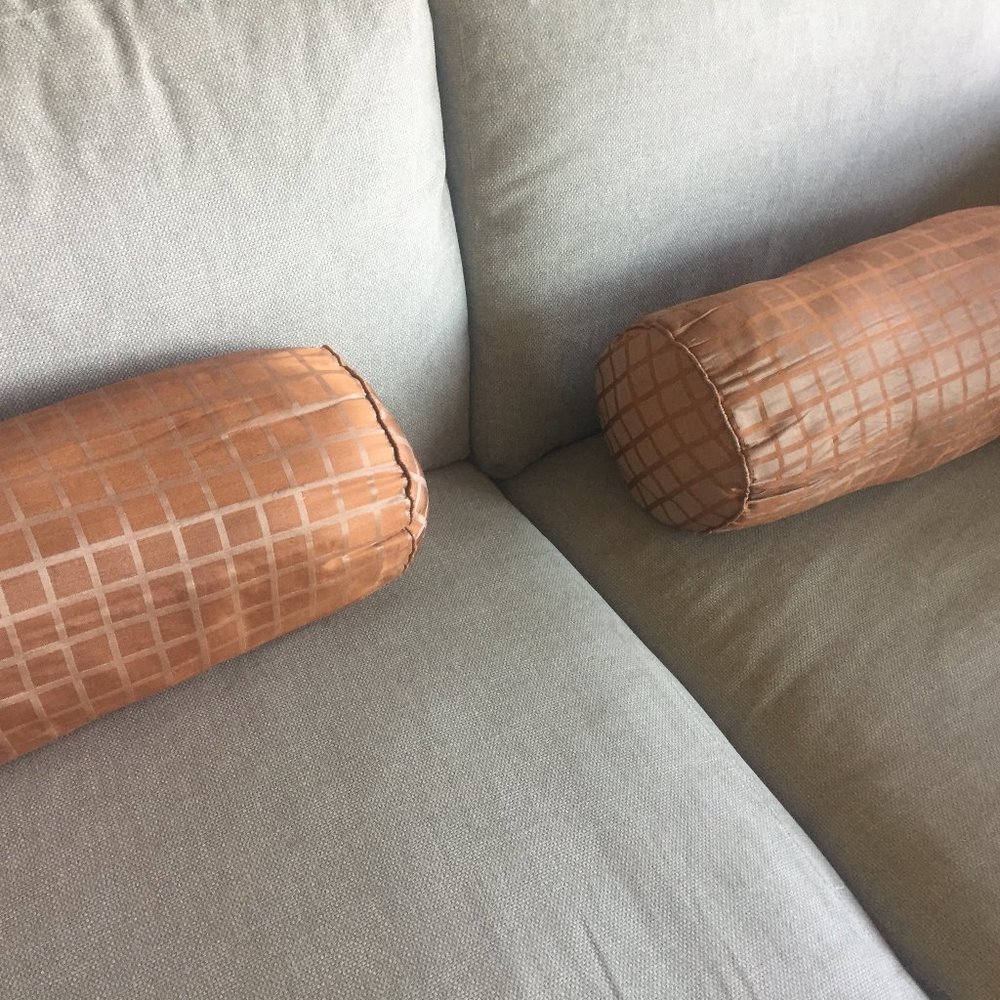 @ Copper Colored Thai Silk Bolster Pillows